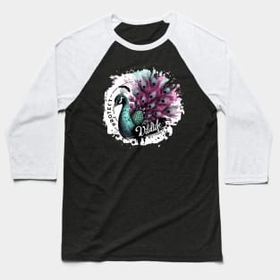 Protect Wildlife - Peacock Baseball T-Shirt